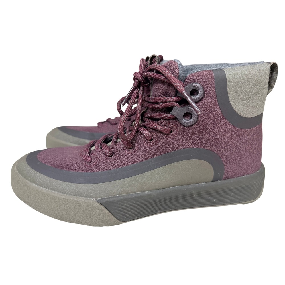 Allbirds Womens Cruiser Mid Explorer Boots Size 8.5 Plum Purple Gray Wool Shoes